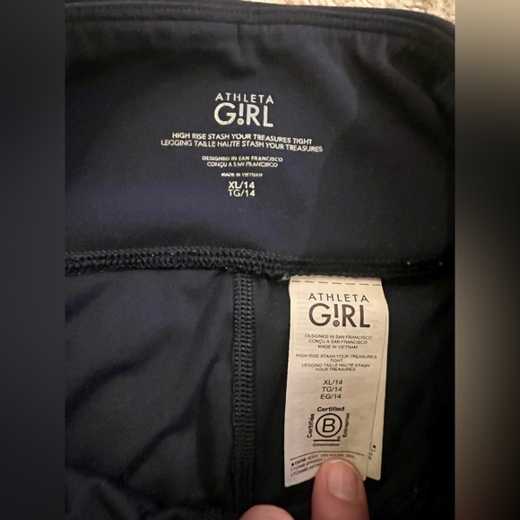 Athleta Girls High Rise Stash Your Treasures Leggings in Navy Blue - Picture 2 of 3